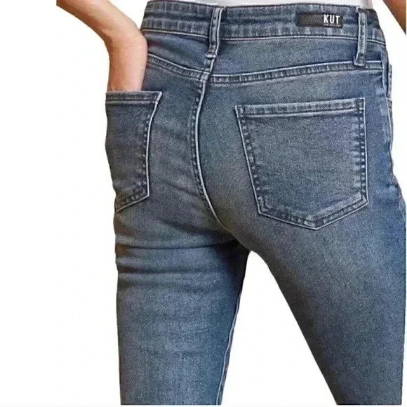 KUT From The Kloth Womens Chrissie Straight Leg Distressed Jeans Fray Size 6 - Picture 3 of 11